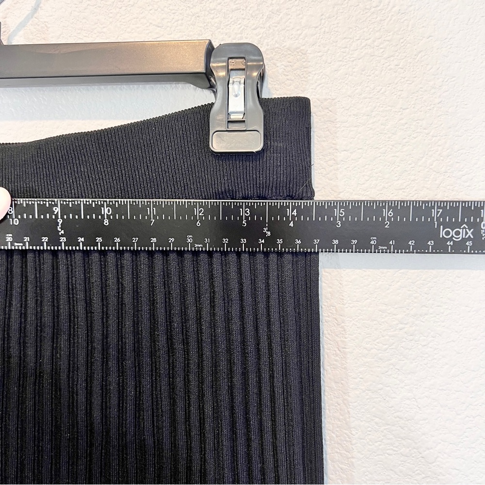 Wilfred Zeta Ribbed Midi Skirt w/ Slit Black L Aritzia Knit Pull On Minimalist - Picture 6 of 15